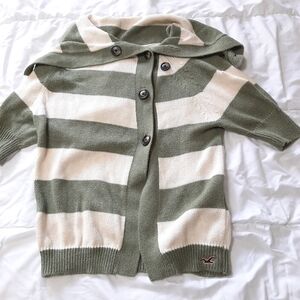 Hollister Green and Cream Knit Cardigan